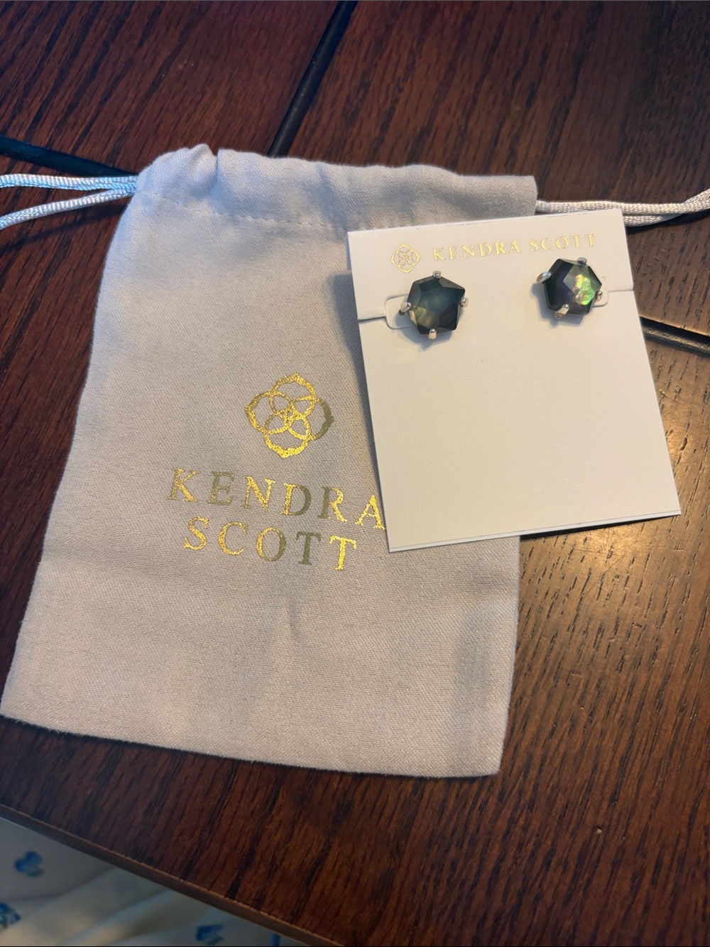 Kendra Scott Faceted Iridescent Hexagon Stud Earrings - Green and Blue